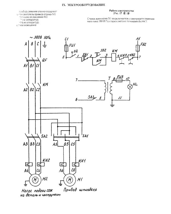 Схема електрична фрезерного верстата СФ-676
